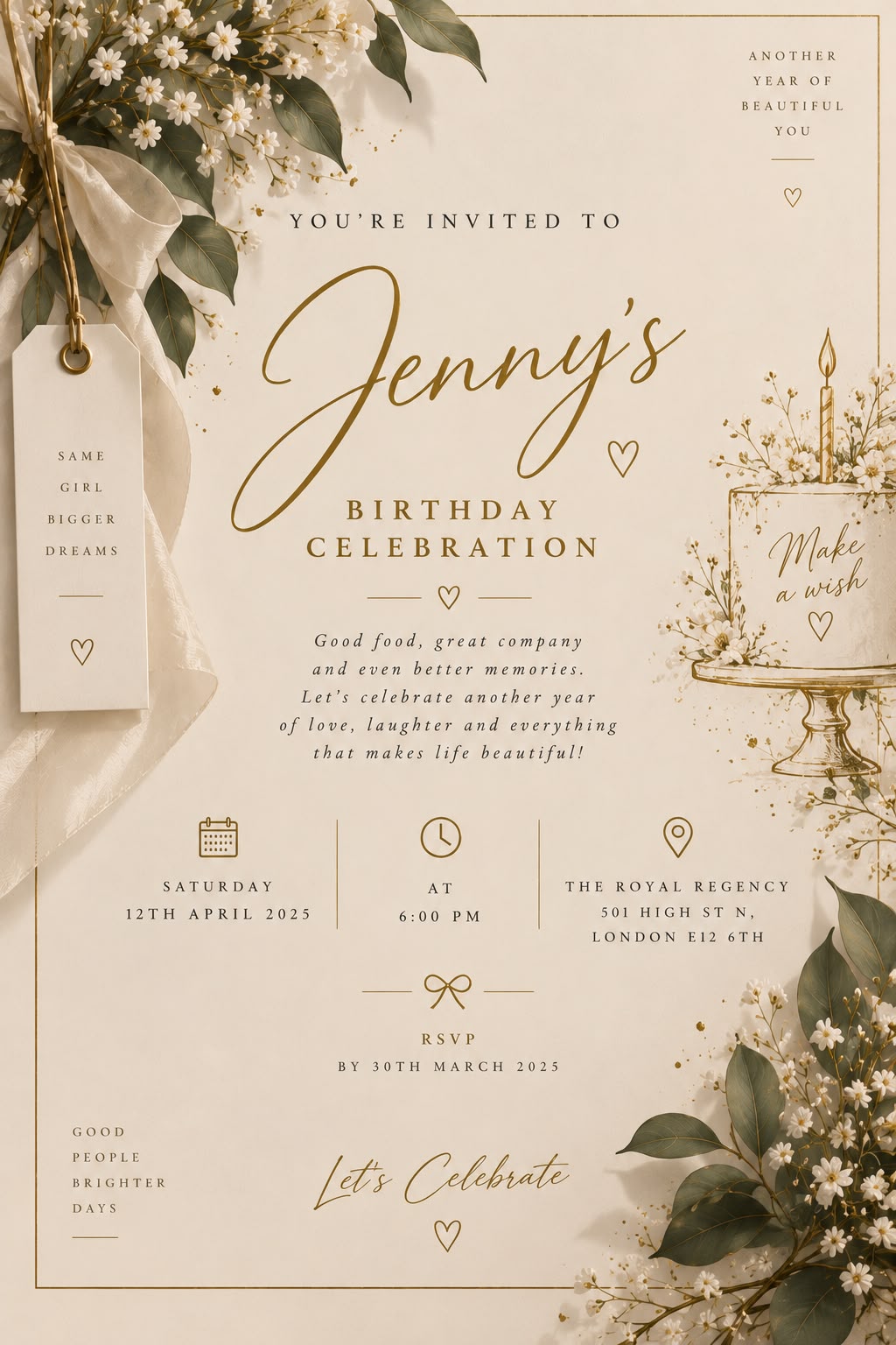 Golden Birthday Invitation