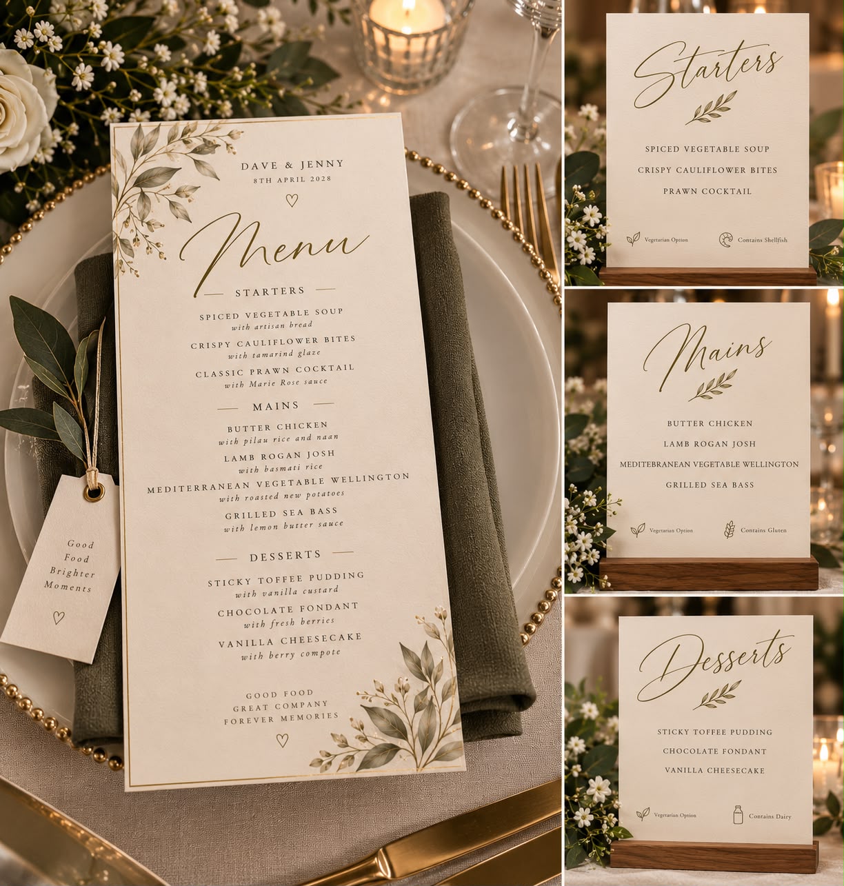 Menu in Cream