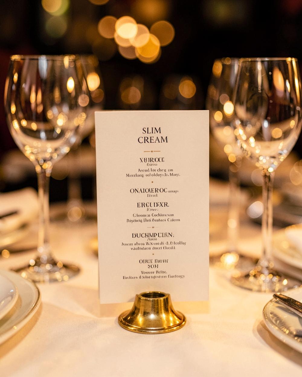Menu in Cream